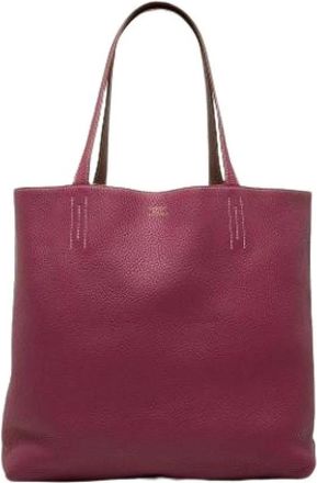 Herm&egrave;s Pre-owned Double Sens Tote Bag - Dames - Vintage Shopper - Roze - ONE Size - Leer - Vintage