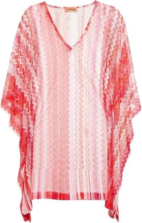 Missoni Mare Zig-zag gebreide kaftan - Dames - Strandmode - Rood - M - Polyester - Badmode
