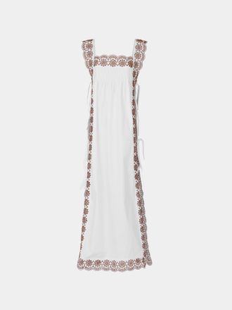 Loretta Caponi Fiocchini Cotton Long Dress Size: XS