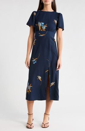 Sugarlips Dusk Bloom Floral Midi Dress in Navy Multi at Nordstrom, Size X-Large