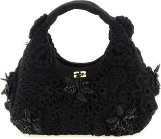 Ganni Black Organic Cotton Womens Handbag