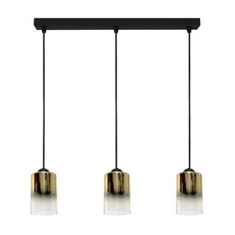OEM L&aacute;mpara De Techo Colgante Negra Con Pantalla De Cristal Transparente Dorado, Fiord 15-534