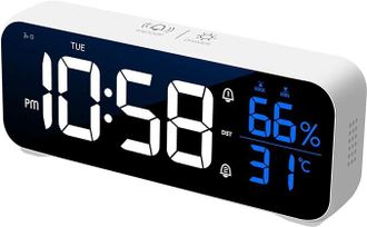 OEM Reloj Despertador Digital Con Alarma Sonora Repetitiva, 5 Niveles De Brillo Y Ajuste De Hora De La Alarma