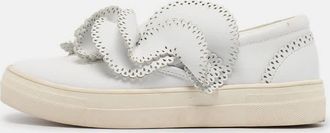 Sophia Webster White Leather Embellished Slip On Sneakers