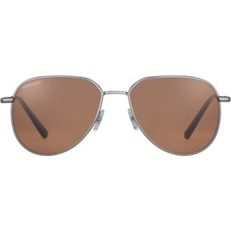 Serengeti Eyewear Haywood Aviator Sunglasses with Silver Metal Frame