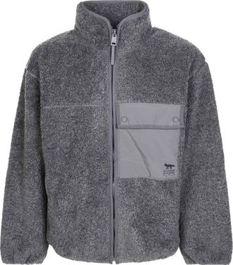 Maison Kitsun&eacute; Fleecejack met hoge kraag en volledige rits - Heren - Fleece jassen - Grijs - L - Polyester - Fitness
