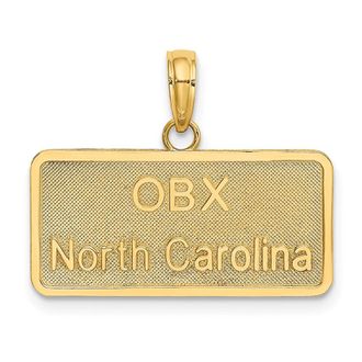 Diamond2Deal 10k Yellow Gold OBX NORTH CAROLINA License Plate Charm Pendant