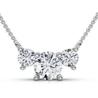 Pompeii3 1Ct Diamond 3-Stone Pendant Necklace 14k Gold Lab Grown