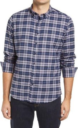 Stone Rose Dry Touch Plaid Performance Flannel Button-Up Shirt in Navy at Nordstrom Rack, Size Xxx-Large