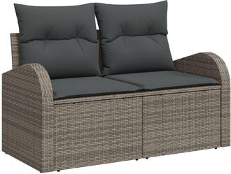 vidaXL Garden Sofa with Cushion Grey 124 x 62 x 69cm Poly Rattan Vidaxl