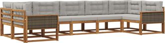 vidaXL Conjunto De Sof&aacute;s De Exterior 7 Uds. Natural Y Gris Claro Vidaxl