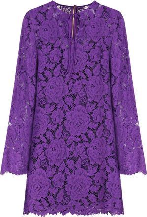 Dolce & Gabbana Lace Mini Dress - Dames - Korte kleedjes - Paars - S - Katoen - Kleedjes