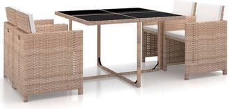 vidaXL Vidaxl - Set De Comedor De Jard&iacute;n 5 Pzas Y Cojines Rat&aacute;n Sint&eacute;tico Beige