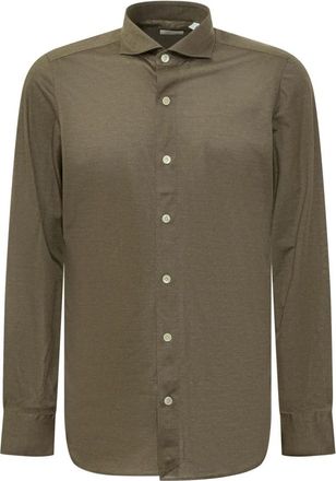 Finamore Toronto Shirt - Heren - Casual Overhemden - Groen - L - Overhemden