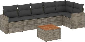 vidaXL Vidaxl - Set De Sof&aacute;s De Jard&iacute;n 7 Piezas Con Cojines Rat&aacute;n Pe Gris