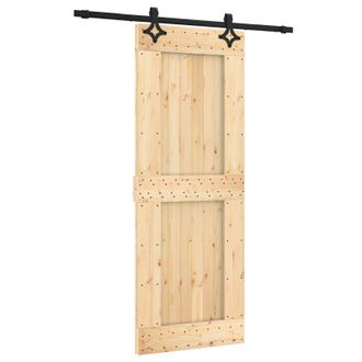 vidaXL Puerta Corredera Natural Y Negro 80 X 210 Cm Vidaxl