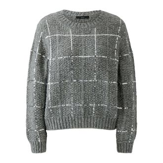 Oui Round-neck Truien - Dames - Ronde hals truien - Grijs - M - Wol - Truien & Vesten