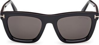 Tom Ford Lelio 53mm Square Sunglasses in Shiny Black Eco /Smoke Lenses at Nordstrom