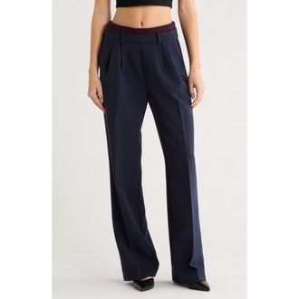 Favorite Daughter The Varsity Wide Leg Pants in Navy/Vino at Nordstrom, Size Large