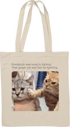 Generic Kung fu strike it is always a ginger cats fault funny meme Natural Cotton Tote Bag White