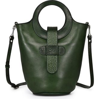 OLD TREND Lily Genuine Leather Structured Everyday Bucket Crossbody in Green at Nordstrom