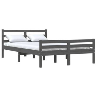 Berkfield Home Beautiful Bed Frame Grey Solid Wood 120x200 cm | Size: Small Double
