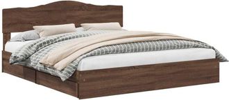 vidaXL Storage Bed with Drawer Brown Oak 200 x 200 cm Engineered Wood vidaXL