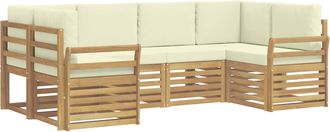 vidaXL Conjunto De Sof&aacute;s De Exterior 6 Uds. Blanco Y Crema Poli&eacute;ster Vidaxl