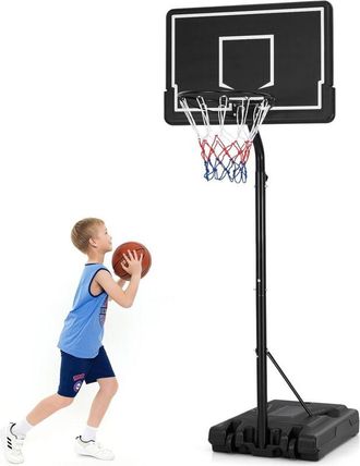 Costway Costway - Canasta Baloncesto Exterior, Altura Ajustable De 3 Niveles, 2,1-2,6 M, M&oacute;vil Con Ruedas, Aro De Baloncesto Para Ni&ntilde;os Adultos, Interior Y Ex