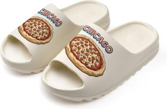 Generic Chicago And Pizza Slides for Women Men Soft Thick Bottom Coconut Slippers Sandals for Bathroom Beach
