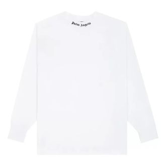 Palm Angels SS21 Classic Logo Over Long-Sleeve T-shirt White Black PMAB001R21JER0010110
