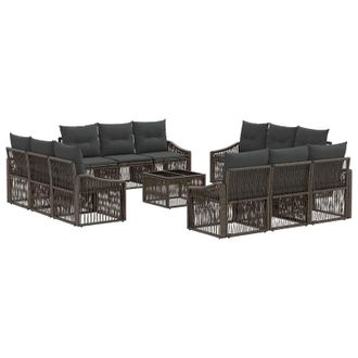 vidaXL Conjunto De Sof&aacute;s De Jard&iacute;n 13 Pcs Gris Rat&aacute;n Sint&eacute;tico Vidaxl