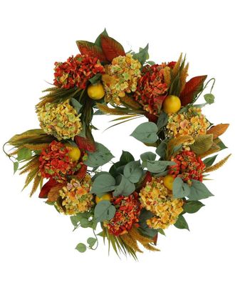 Creative Displays Inc. 25In Hydrangea And Ivy Fall Wreath With Lemons