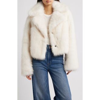 Thread & Supply Short Faux Fur Coat in Cream Sand at Nordstrom Rack, Size X-Large