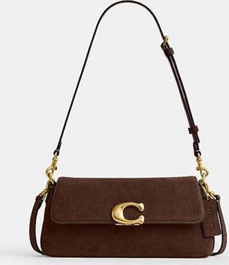Coach Womens Jet Shoulder Bag in Brown | Suede