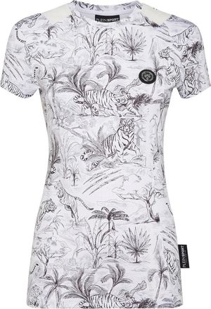 Plein Sport T-Shirt Slim Fit - Dames - Sportshirts - Wit - L - Polyester - Fitness