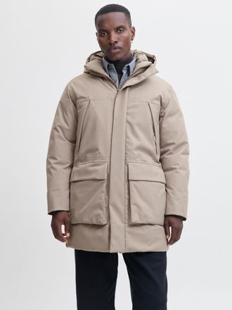 Jack & Jones Parka JACK & JONES JPRCCMOON MELANGE PARKA LN, Herren, Gr. XXL, delicioso detail:melange, Web, Obermaterial: 100% Polyester, meliert, regular fit, Jac