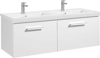 Roca Roca - Unik Mueble Con Dos Cajones + Dos Lavabos Prisma Color: Blanco Brillo