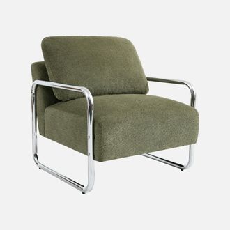 Sweeek Sill&oacute;n Vintage De Tela Chenilla Con Estructura Cromada