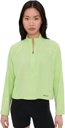 Mountain Hardwear Sunshieldtm Half Zip Womens Clothing Frozen In Lime : LG, Elastane/Nylon