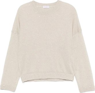Brunello Cucinelli Top verfraaid met pailletten - Beige