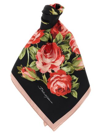 Dolce & Gabbana Black Floral Printed Scarf