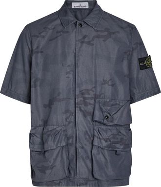 Stone Island Camo-print Cotton-blend Shirt - Grey - XL