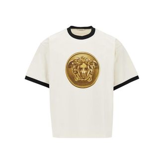 Versace Cotton T-shirt with Medusa Coin print Man XL