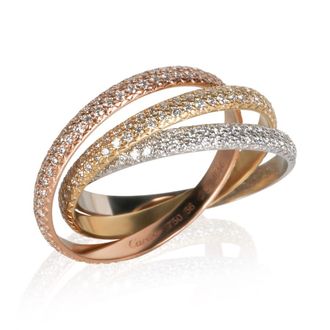 Cartier Pre-Owned Cartier 3-Tone Gold Diamond Small Model Trinity Ring