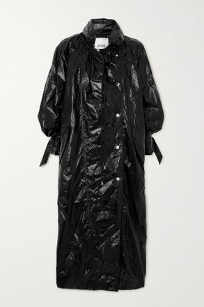 Isabel Marant Cappotto Oversize In Shell Increspato Lucido Devina - Nero