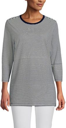 Lands End Cotton Supima Tunic in Midnight Sky Poetic Floral at Nordstrom, Size X-Small P