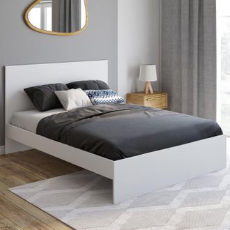 IDMarket Omaha Cama Doble Con Cabecero Y Somier 140 X 190 Cm Blanco