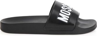 Moschino Zwarte Logo Rubber Zwembadschoenen - Heren - Sandalen - Zwart - 41 EU - Schoenen