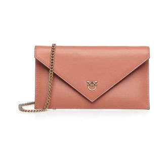 Pinko Pinko, Tassen, Dames, Bruin, ONE Size, Leer, Mini Flat Leren Tas